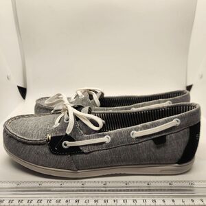 Sperry Gray Women's Canvas Boat Shoes Casual Comfort Loafers Deck Shoes Size 8.5